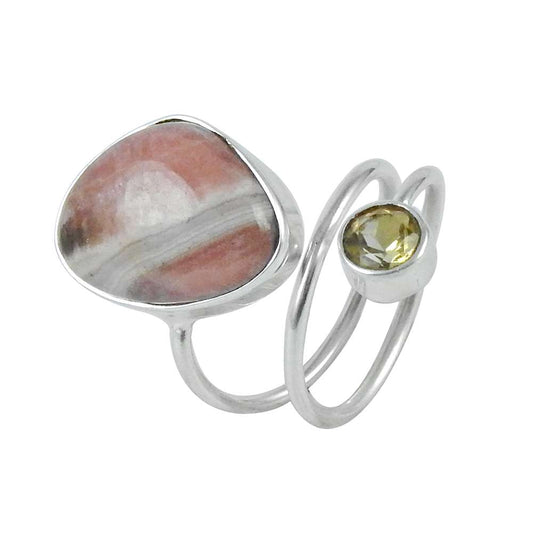 Mothers Day Gift Natural Rhodochrosite Solitaire Ring Size 7.5 925 Silver F18