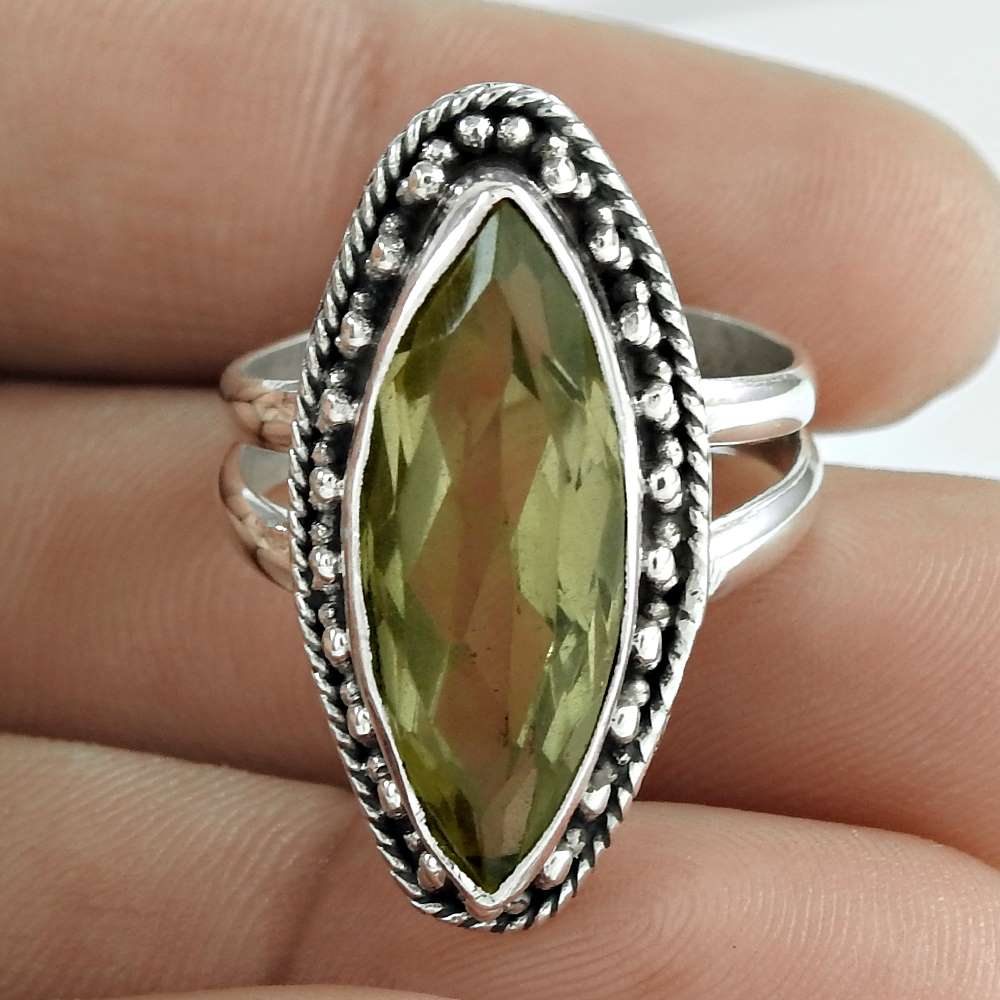 Mothers Day Gift Statement Ring Size 9 925 Silver Natural Lemon Quartz L14