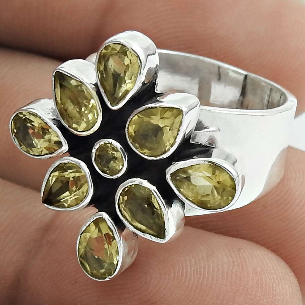 Natural Citrine Gemstone 925 Sterling Silver Ring Size 7 Mothers Day Gift F38