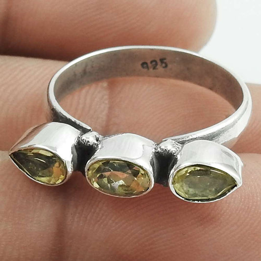 Natural Citrine Gemstone 925 Silver Cocktail Vintage Ring Size 8 For Girls E7