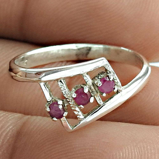 Mothers Day Gift Natural Ruby Solitaire Bohemian Ring Size 6 925 Silver G16