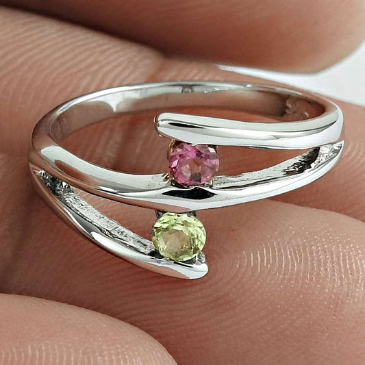 Natural Peridot Gemstone Solitaire Boho Ring Size 7 925 Sterling Silver H13