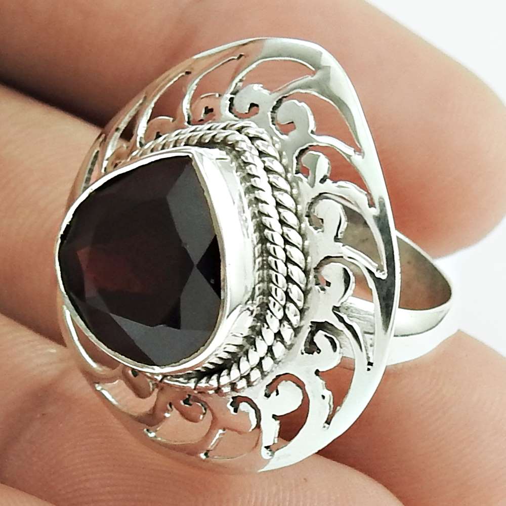 Mothers Day Gift Natural Garnet Statement Ring Size 7 925 Sterling Silver A25