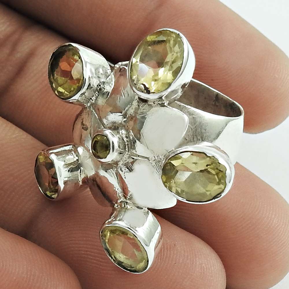 Mothers Day Gift Natural Citrine Cocktail Bohemian Ring Size 6 925 Silver I15