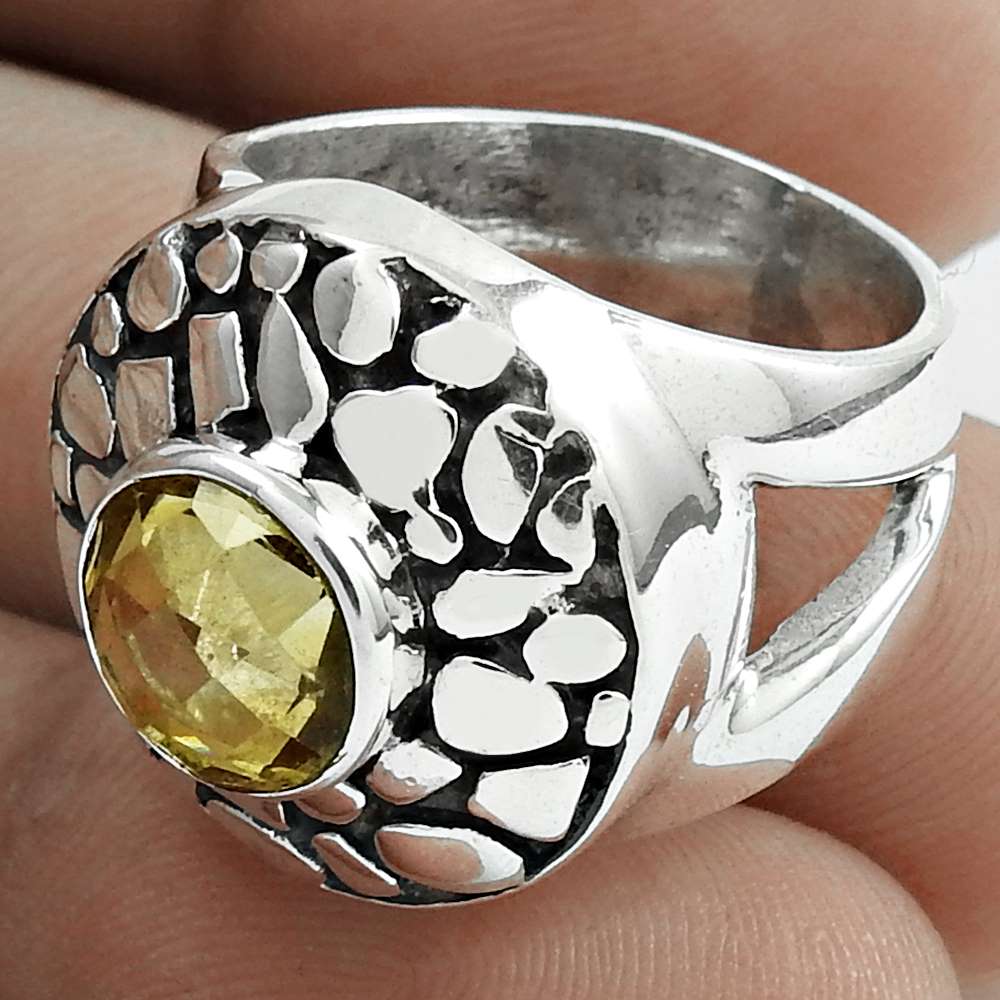 Mothers Day Gift Natural Citrine Statement Ring Size 6 925 Silver G14