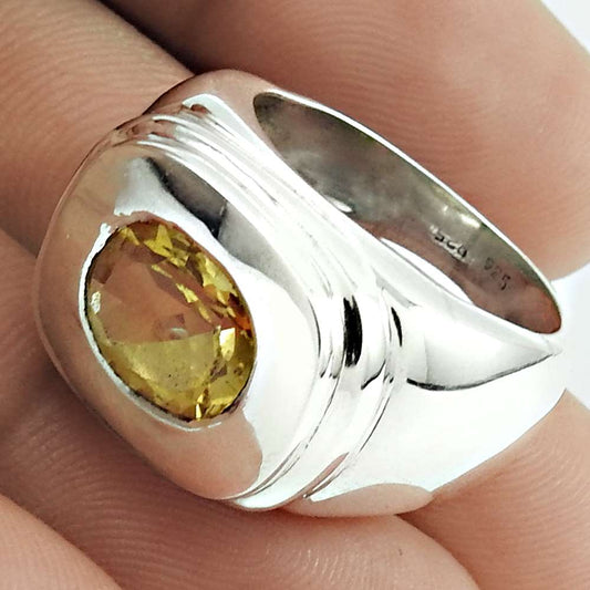 Natural Citrine Gemstone Ring Size 6 925 Sterling Silver Mothers Day Gift B41