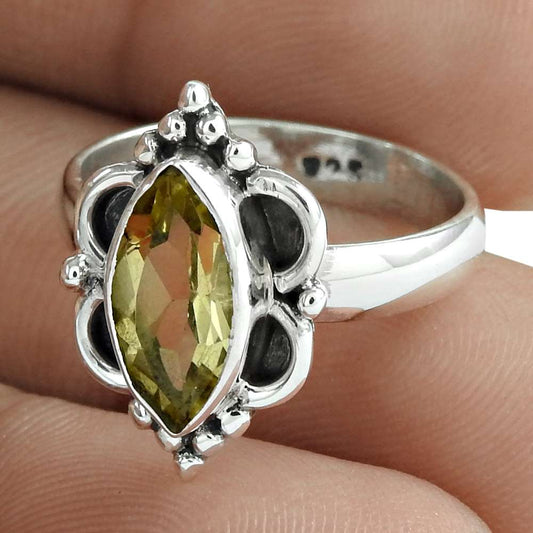 Birthday Gift For Her Natural Citrine Solitaire Ethnic Ring Size 6 925 Silver O6