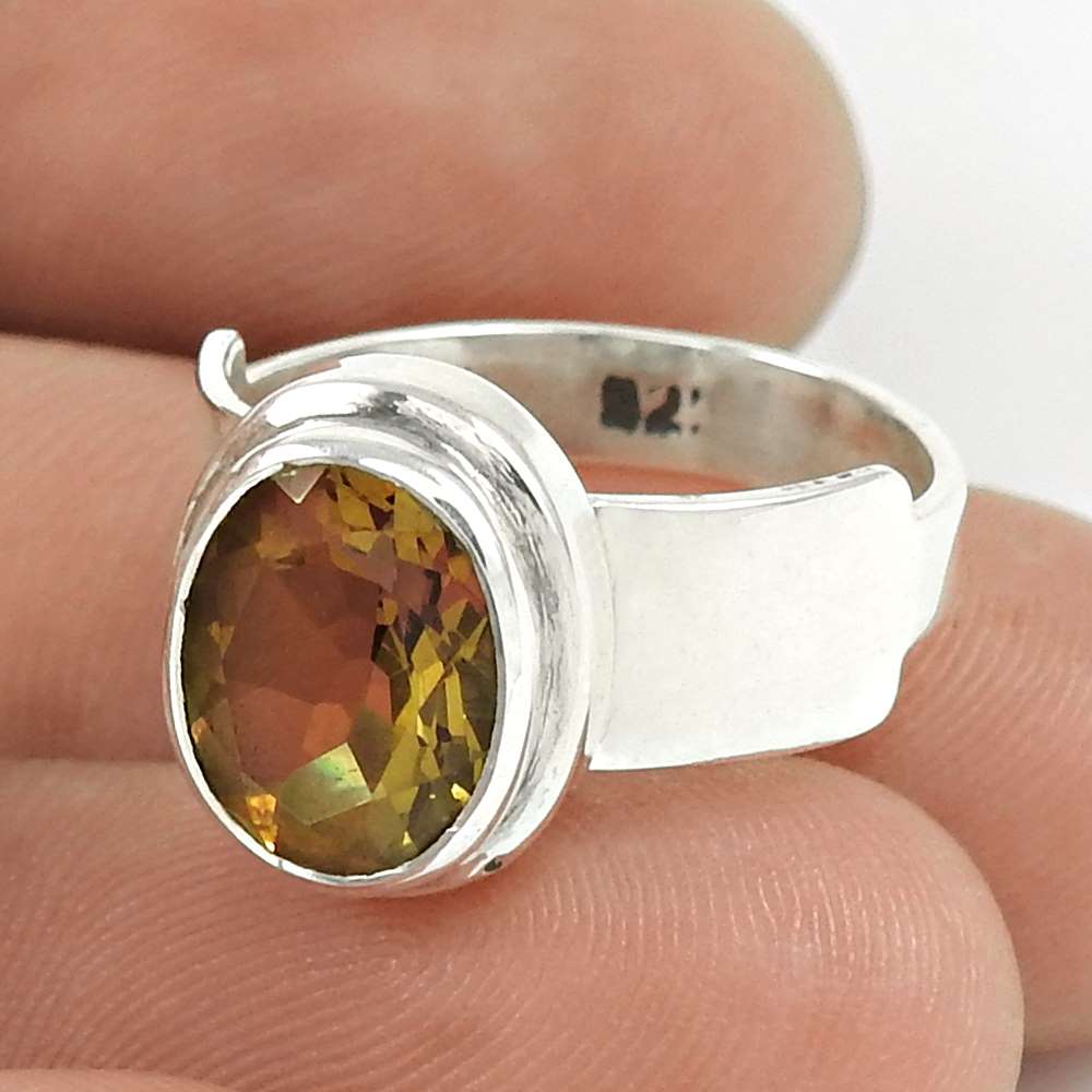 Synthetic Alexendrite Gemstone Cocktail Ring Size 6 925 Sterling Silver I37