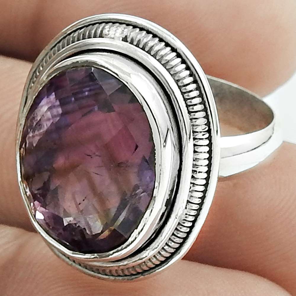 Mothers Day Gift Amethyst Gemstone Statement Ring Size 5 925 Sterling Silver I41
