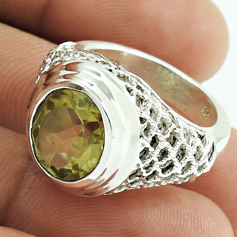 Mothers Day Gift Citrine Gemstone Statement Ring Size 7 925 Sterling Silver J41