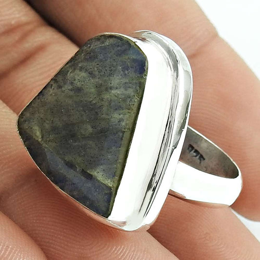 Mothers Day Gift Natural Labradorite Cocktail Ring Size 8 925 Sterling Silver K41
