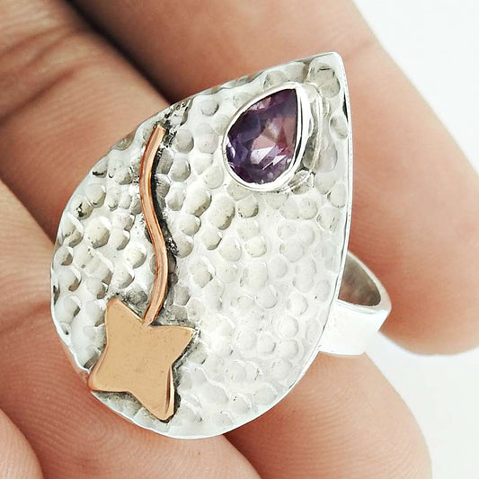 Mothers Day Gift Natural Amethyst Solitaire Ring Size 7 925 Sterling Silver L41