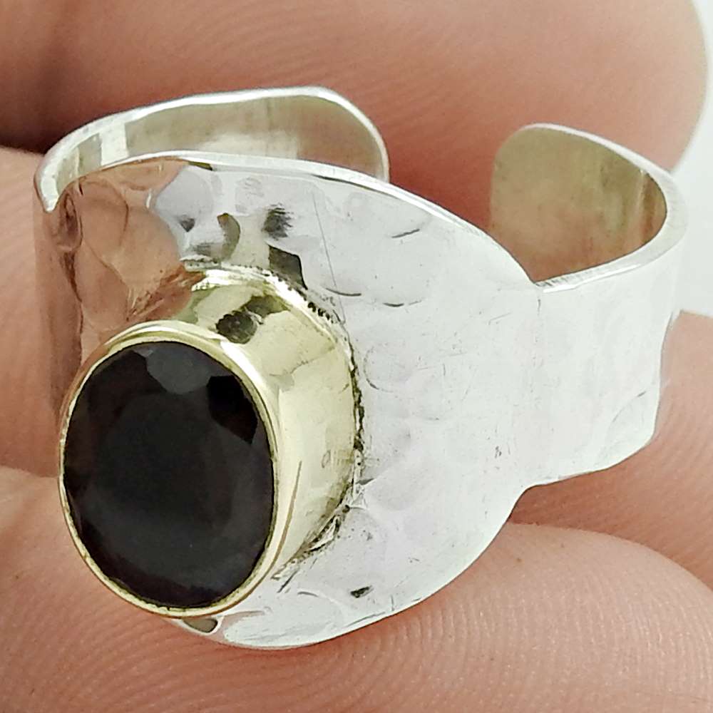 Mothers Day Gift Smoky Quartz Gemstone Solitaire Ring Size 8.5 925 Silver M41