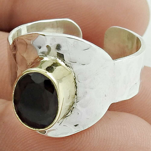 Mothers Day Gift Smoky Quartz Gemstone Solitaire Ring Size 8.5 925 Silver M41