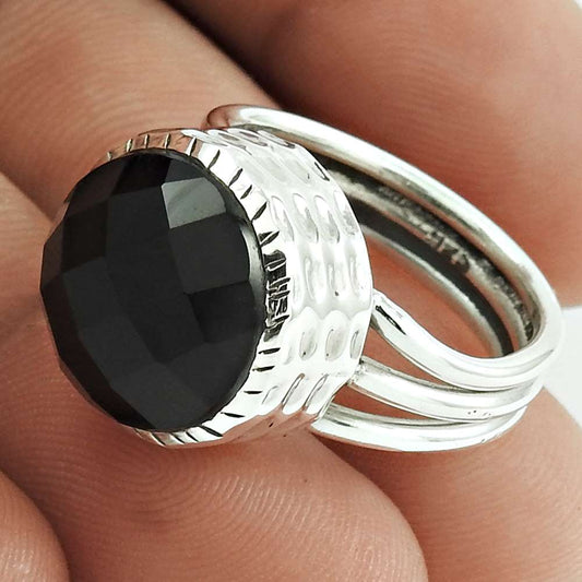 Mothers Day Gift 925 Silver Natural Onyx Gemstone Cocktail Ring Size 7 N41