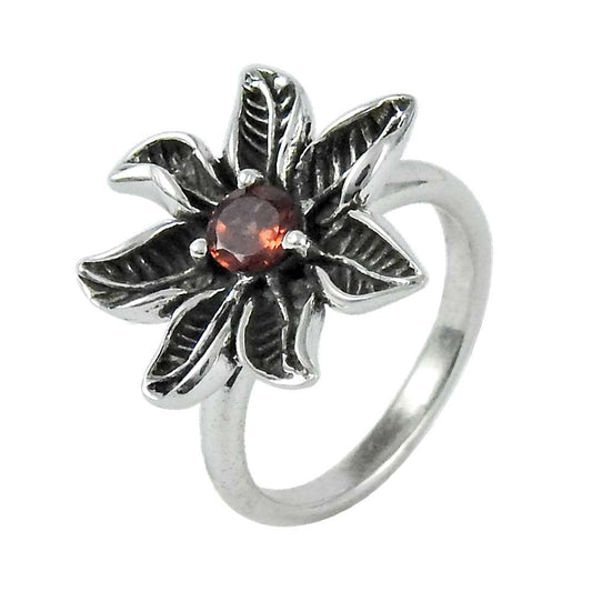 Natural Garnet Gemstone Solitaire Ring Size 6.5 925 Silver For Girls B16