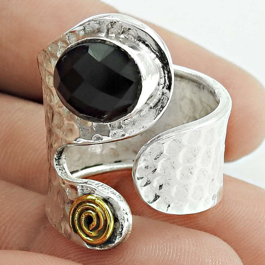 Mothers Day Gift Onyx Gemstone Solitaire Ring Size 7.5 925 Sterling Silver J42