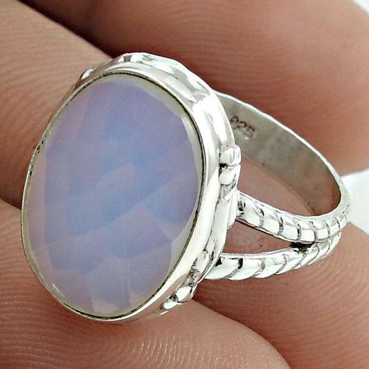 Natural Alex See Fire Solitaire Boho Ring Size 7.5 925 Silver For Girls R6