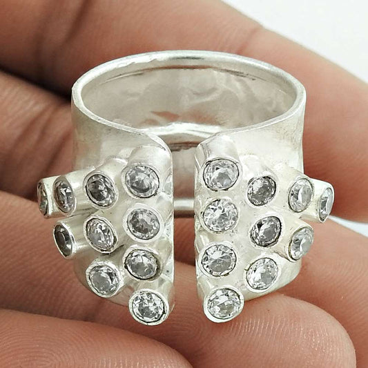 Gift For Her Natural Cubic Zirconia Solitaire Ethnic Ring Size 7.5 925 Silver Y5