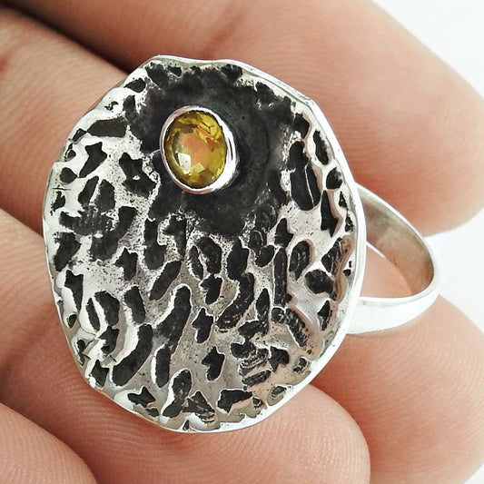 Mothers Day Gift Natural Citrine Statement Ring Size 8 925 Silver L14