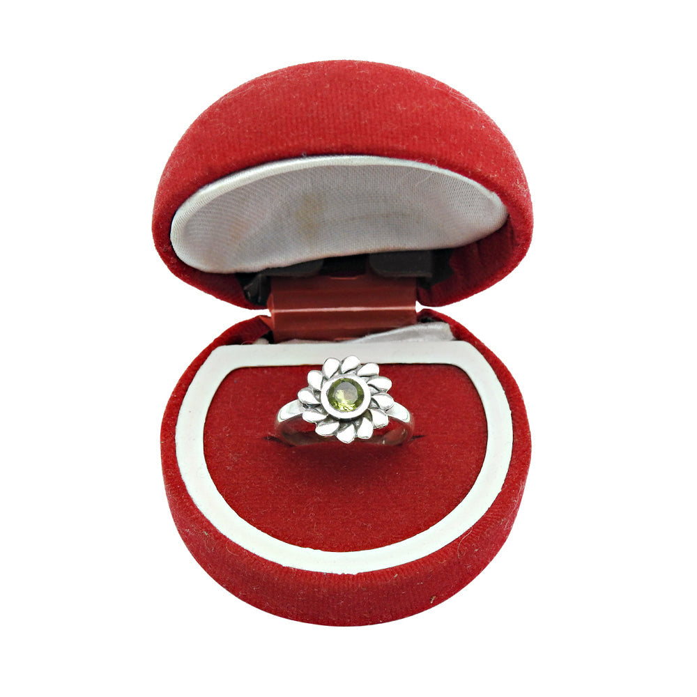 101 Natural Peridot Gemstone Cocktail Flower Green Ring 925 Silver H24