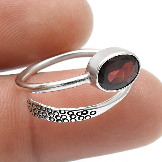 Natural Garnet Sterling Silver Statement January Cocktail Engagement Ring