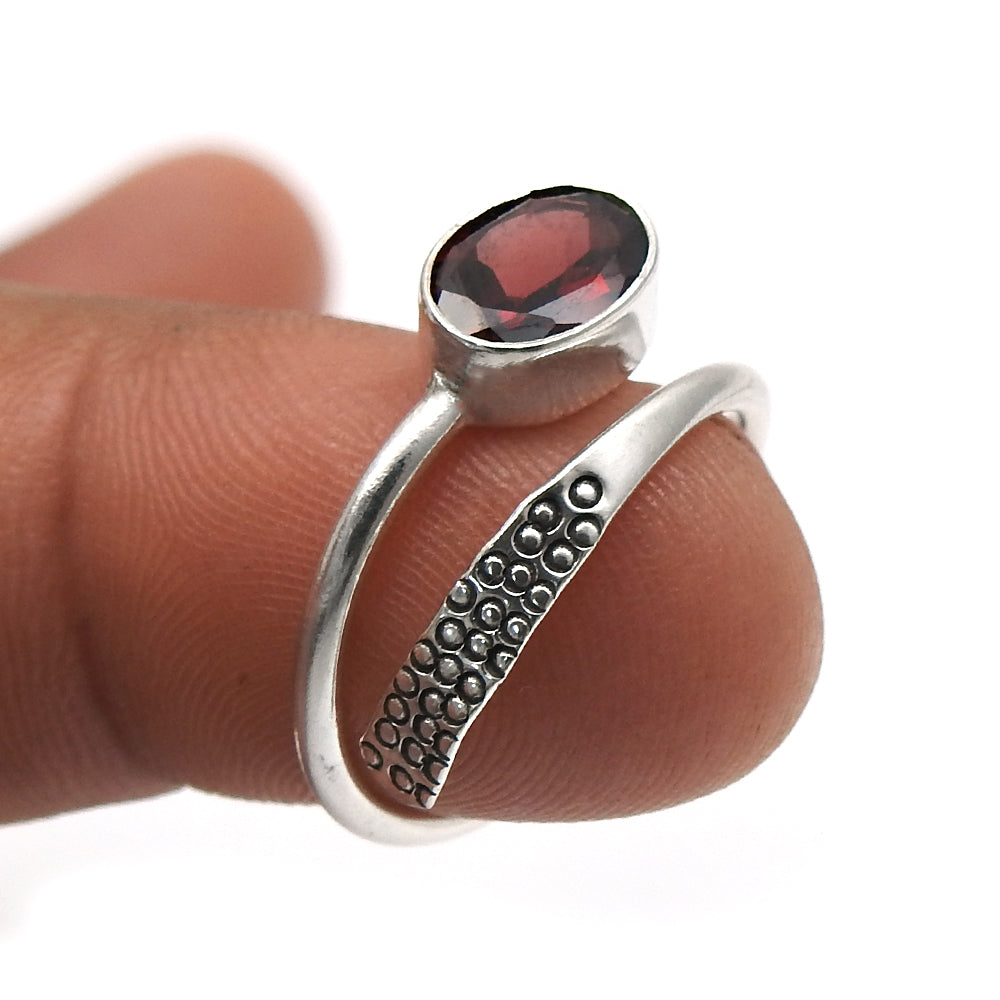 Natural Garnet Sterling Silver Statement January Cocktail Engagement Ring