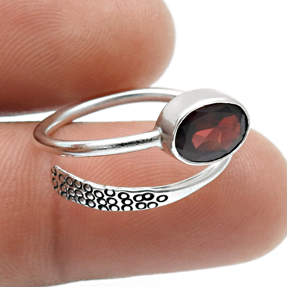 Natural Garnet Sterling Silver Statement January Cocktail Engagement Ring