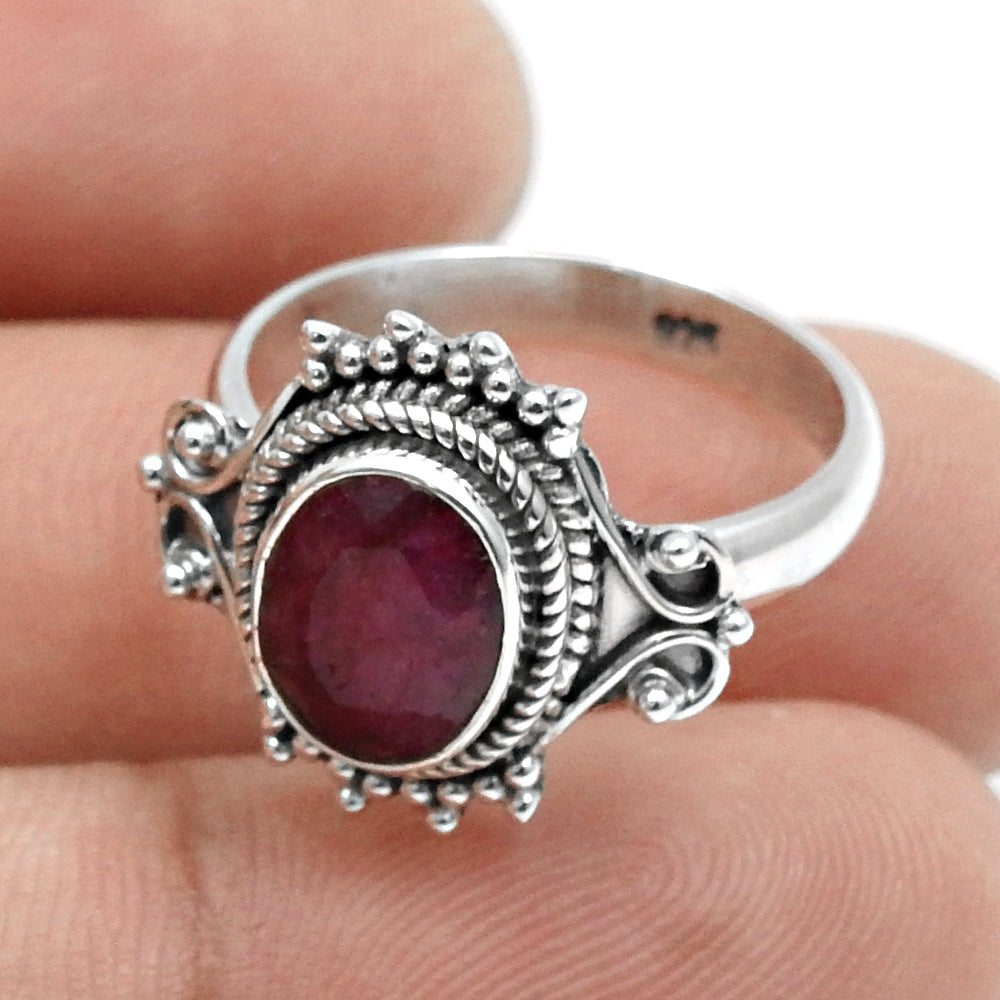 Root Chakra Oval Natural Ruby Sterling Silver Statement Bezel Mother Ring