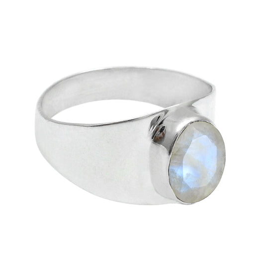 101 Natural rainbow moonstone 925 silver promise engagement band ring jewelry