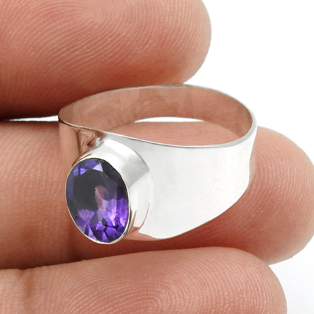 Amethyst Stone Solid Sterling Silver Cocktail Daughter Gift Ring Jewelry