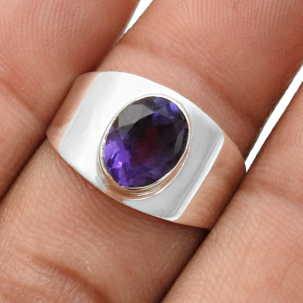 Amethyst Stone Solid Sterling Silver Cocktail Daughter Gift Ring Jewelry