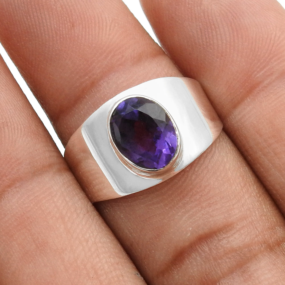 Amethyst Stone Solid Sterling Silver Cocktail Daughter Gift Ring Jewelry