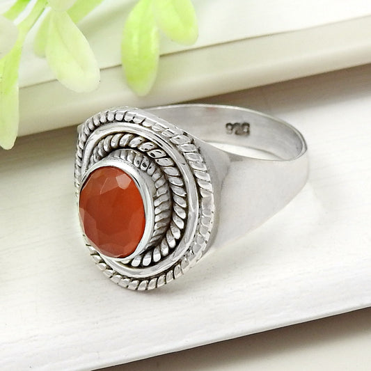 101 Carnelian Gemstone Solid Sterling Silver Bezel Handmade Ring