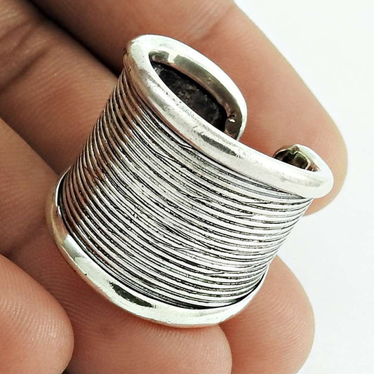 Cocktail Ring Size 8.5 925 Solid Sterling Silver Handmade Indian Jewelry H17