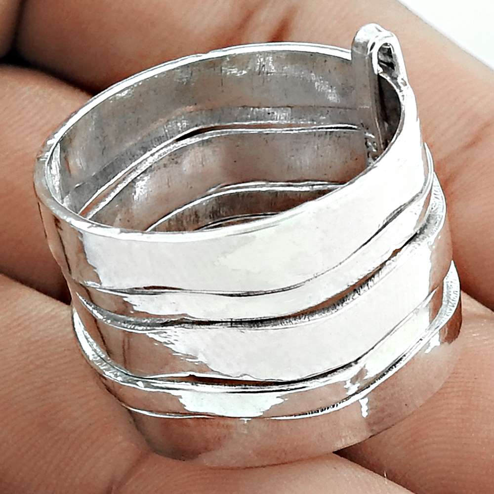 Handmade Indian Jewelry 925 Solid Sterling Silver Band Ring Size 11 C2