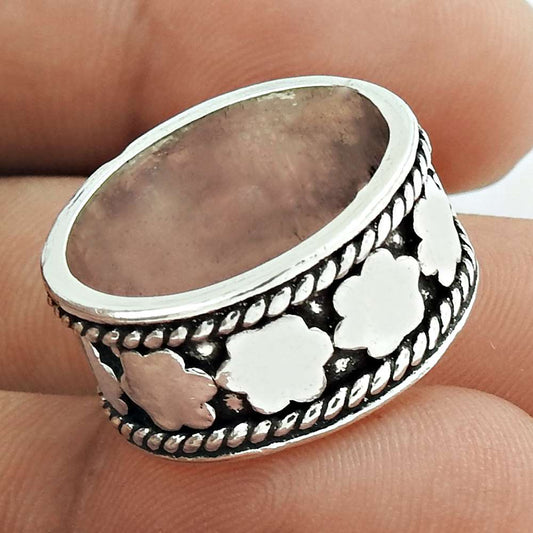 925 Sterling Silver Handcrafted Jewelry Statement Vintage Ring Size 7 L23