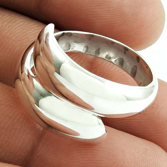 Band Ring Size 8 925 Solid Sterling Silver Handmade Indian Jewelry J17