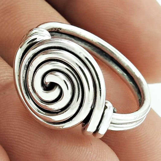 Band Artisan Ring Size 8 925 Solid Sterling Silver Handmade Indian Jewelry L17