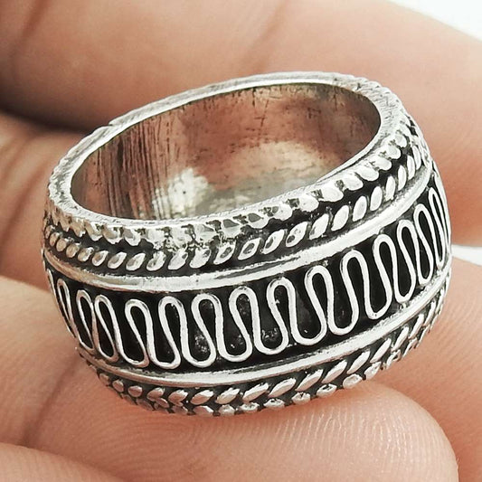 Handmade Jewelry 925 Solid Sterling Silver Cocktail Vintage Ring Size 7.5 F93