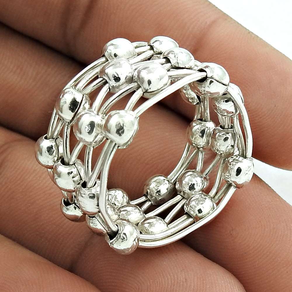 925 Sterling Silver Handcrafted Jewelry Band Ring Size S E2