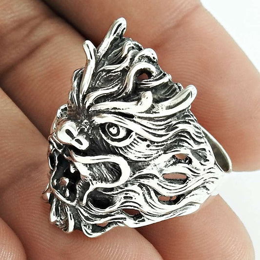 Gift For Her Ghost Face Ring Size 8 925 Sterling Oxidized Silver HANDMADE M29