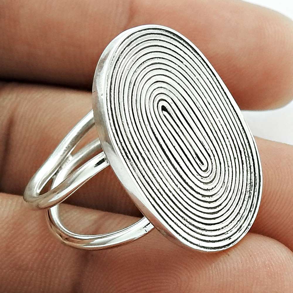 Handmade Jewelry 925 Solid Sterling Silver Statement Vintage Ring Size 9 E1