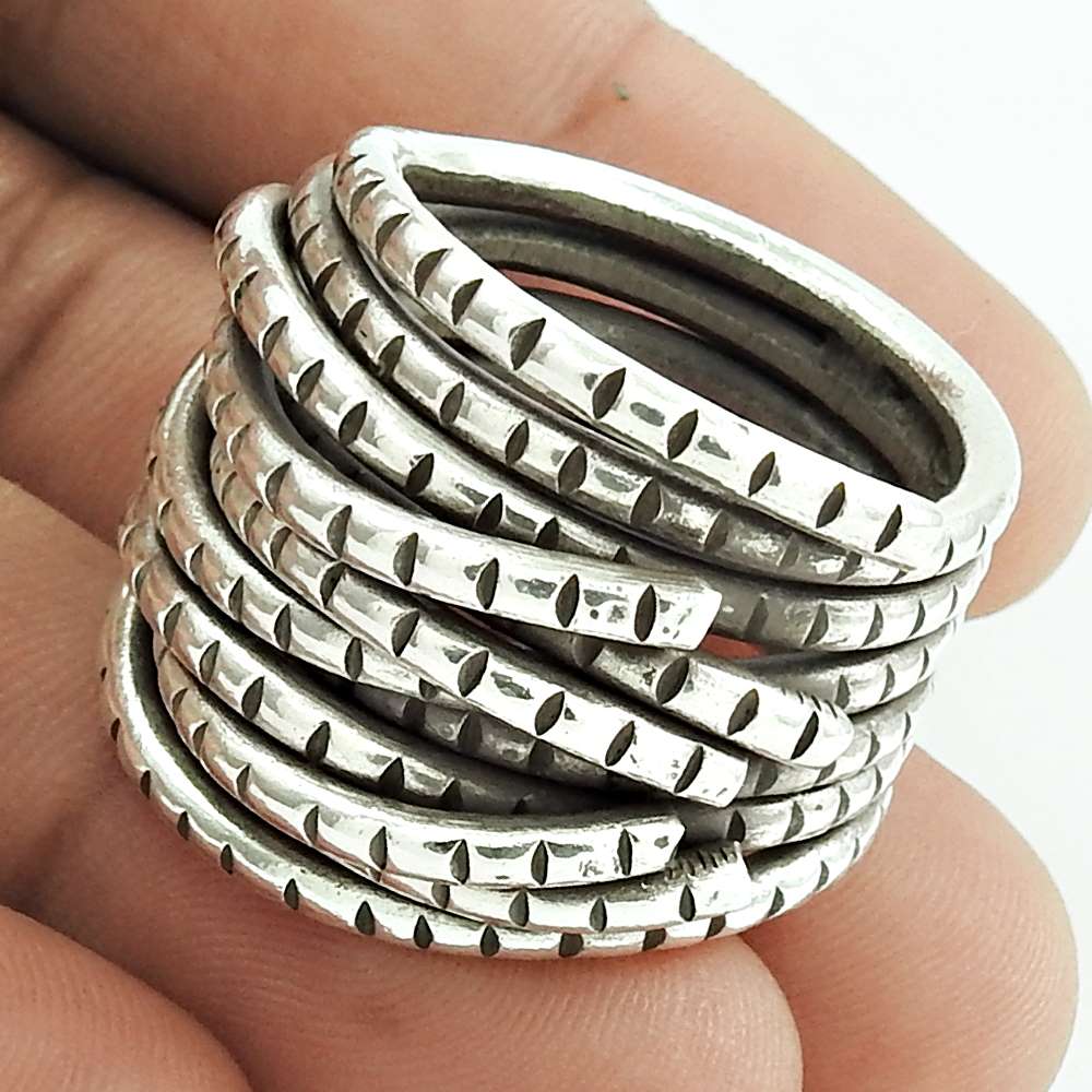 925 Sterling Silver Handcrafted Jewelry Band Vintage Ring Size 10 M66