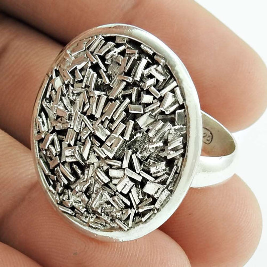 Cocktail Vintage Ring Size 8.5 925 Solid Sterling Silver Handmade Jewelry U9