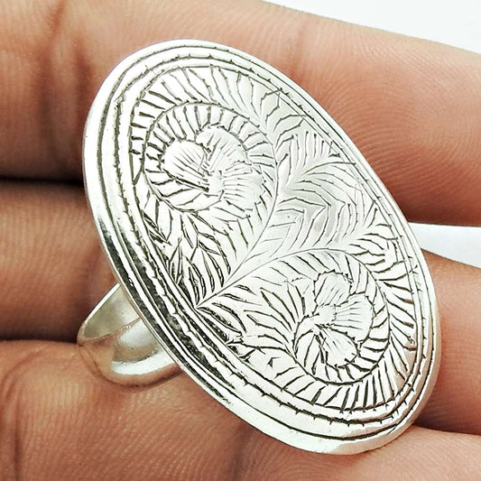 925 Solid Sterling Silver Jewelry Band Artisan Ring Size 8.5 W9