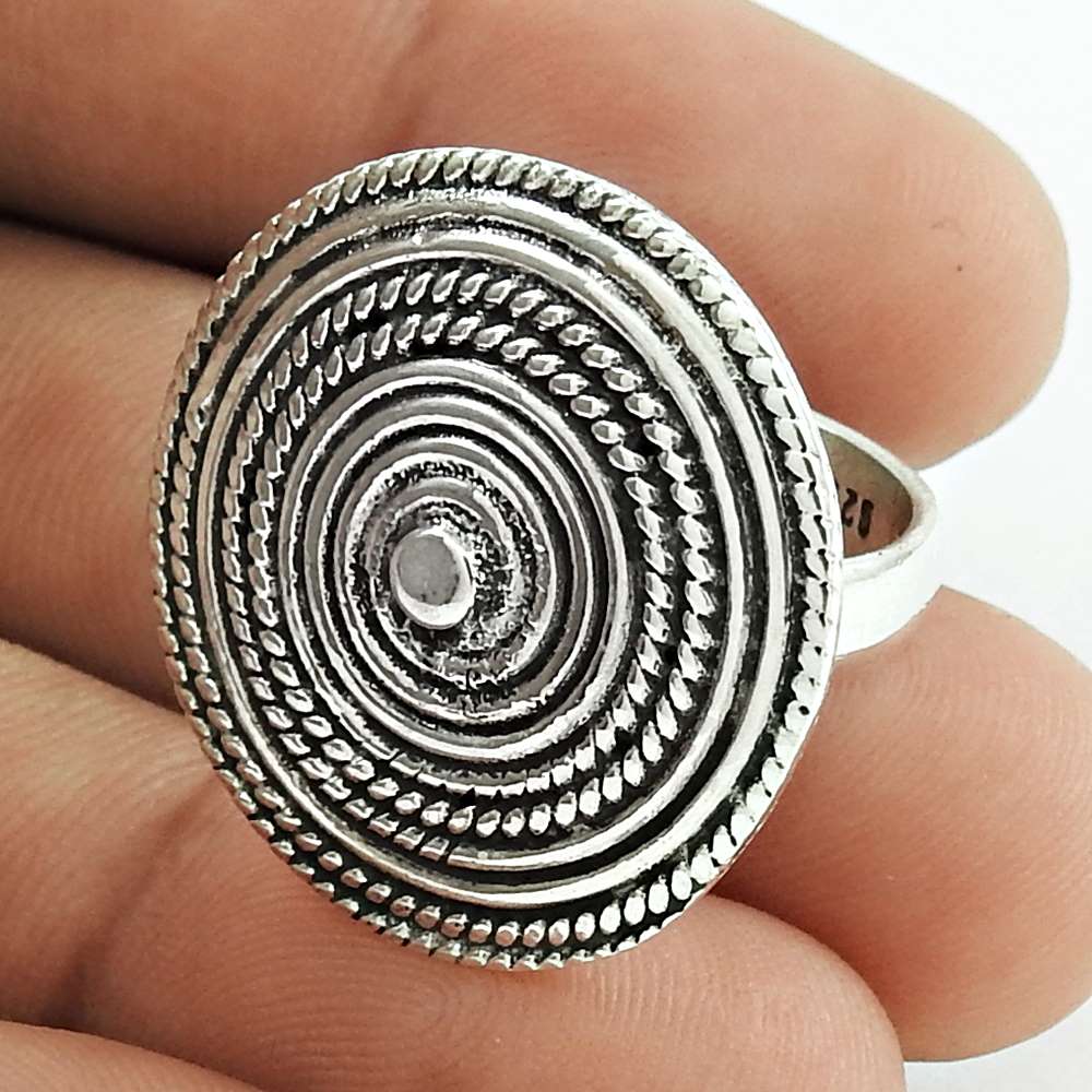 Statement Ring Size 6 925 Solid Sterling Silver Handmade Indian Jewelry R17