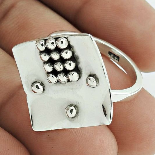 Artisan 925 Solid Sterling Silver Jewelry Band Stylish Ring Size 9.5 D10