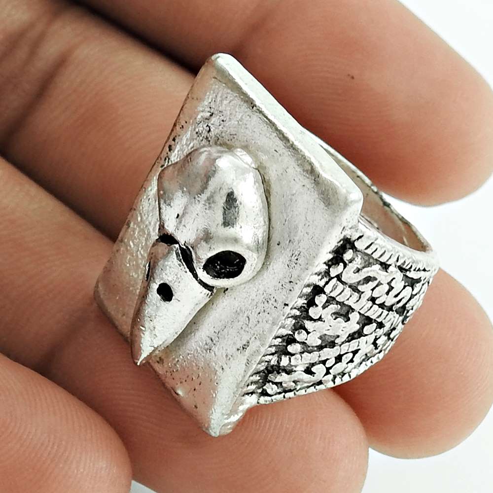 925 Sterling Silver Handcrafted Jewelry Statement Vintage Ring Size 7.5 F10
