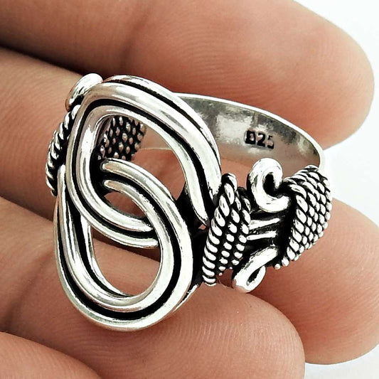 Woman Gift HANDMADE 925 Sterling Silver Jewelry Vintage Ring Size 7 F80